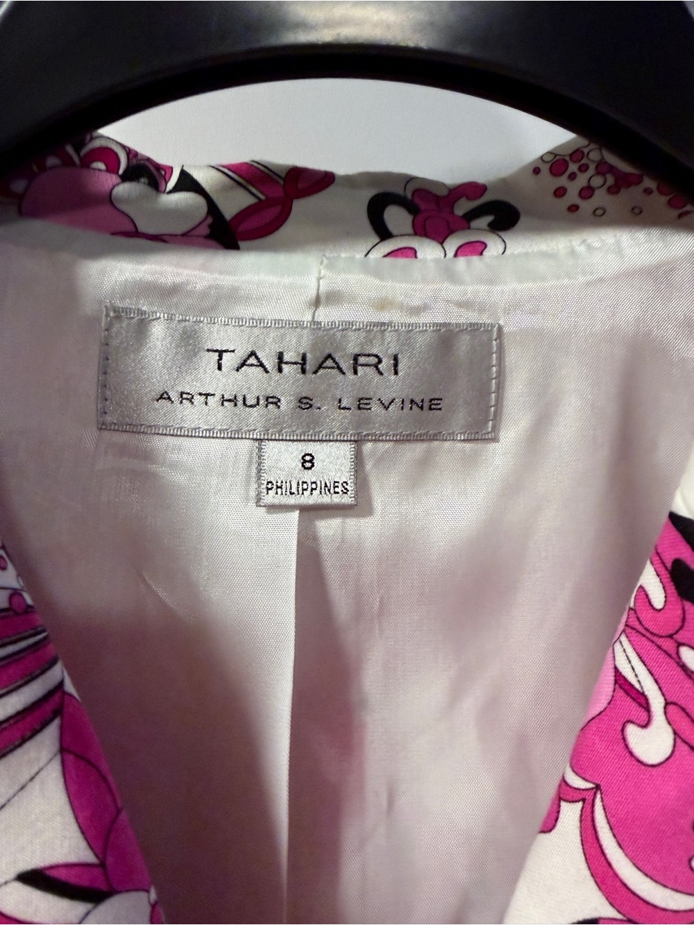 Tahari White and Pink Floral Notch Lapel Blazer - Picture 7 of 9